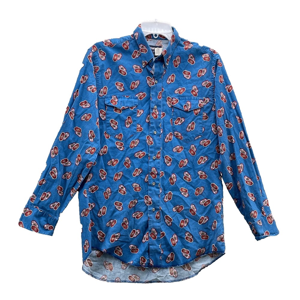 VTG Wrangler Cowboy Cut Shirt Men's 16-34 XL Tails Southwestern Cowboy Rodeo USA